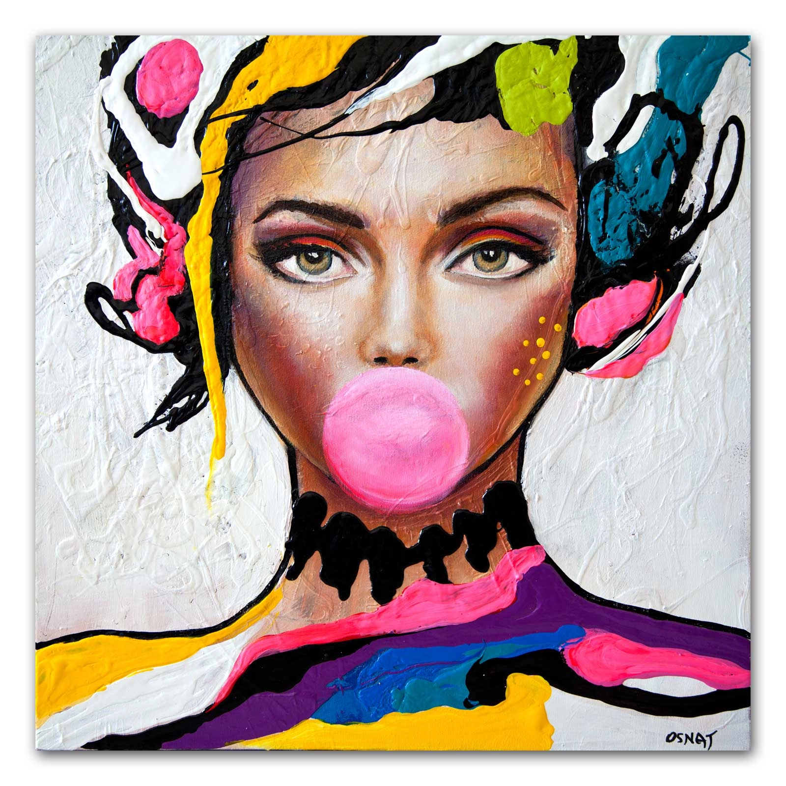 About painting 10232 1 pop art modern colorful woman face art on canvas original textured contemporary art